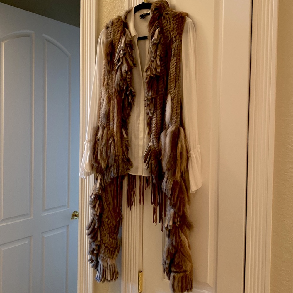 Alberto Makali Rabbit fur Long Vest
